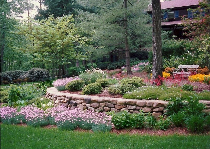 Bench with garden view